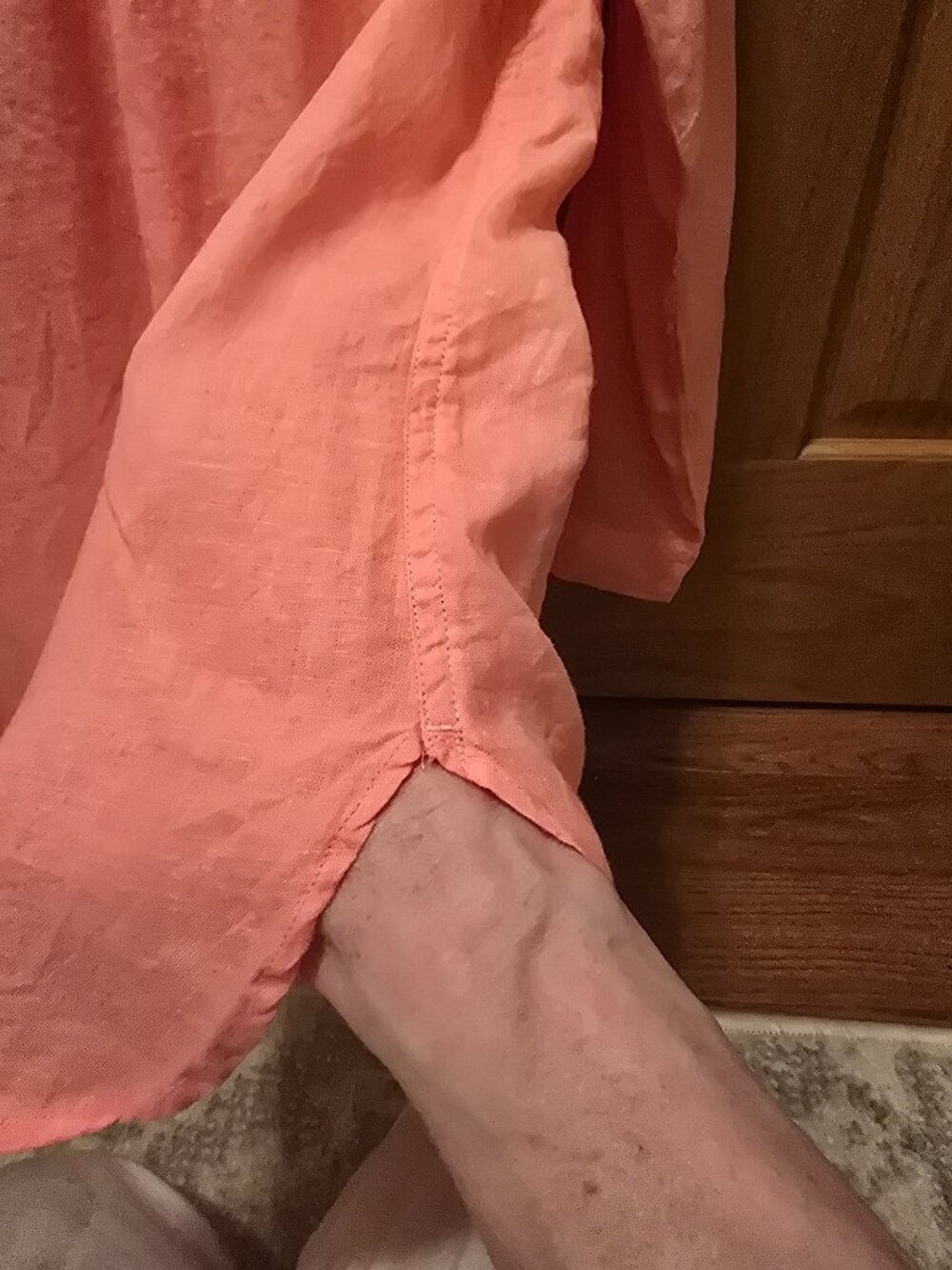 Talbots - coral linen blouse size large petite - Picture 5 of 5